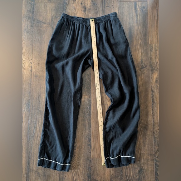 Quince Women’s 100% Linen Pajama Pants w/ Piping Black Size Medium - Picture 8 of 9